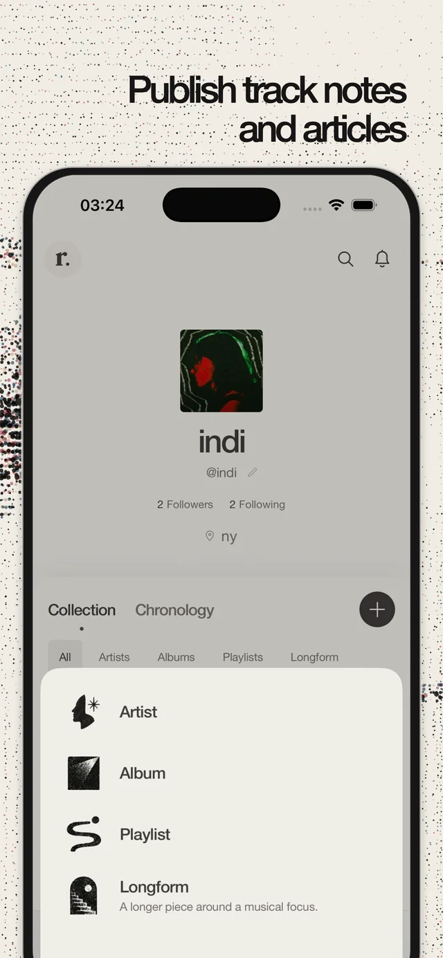 The four entry types in Rhune’s Create menu