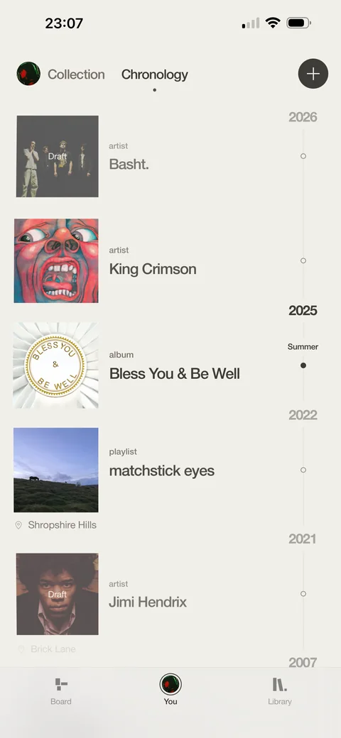 Chronology, placing records in listening history